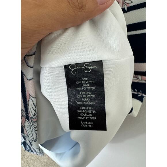 Jessica Simpson Floral Striped Short Sleeve Dress Size 14 - Picture 4 of 5